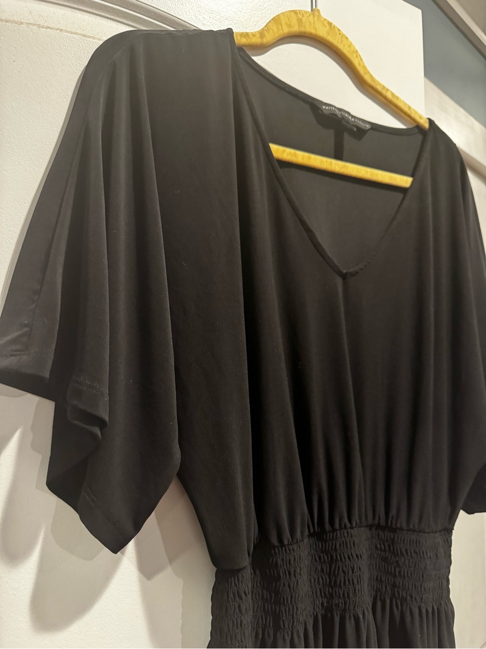 White House Black Market Black V‑Neck Smocked-Waist Dress - Picture 3 of 5